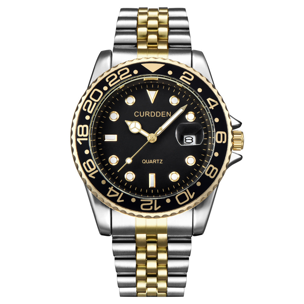new fashion steel belt hip-hop water ghost calendar quartz watch a generation of hair