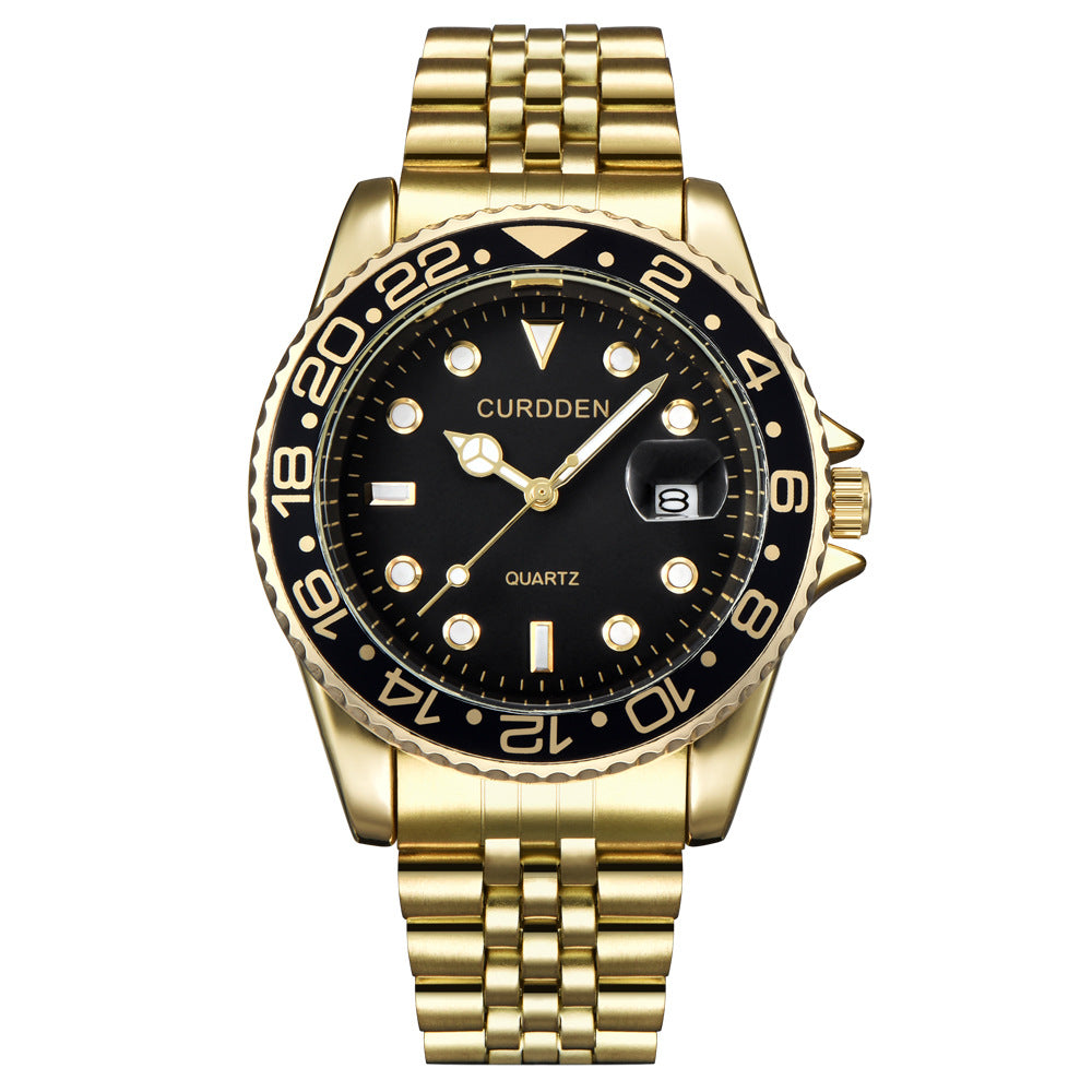 new fashion steel belt hip-hop water ghost calendar quartz watch a generation of hair