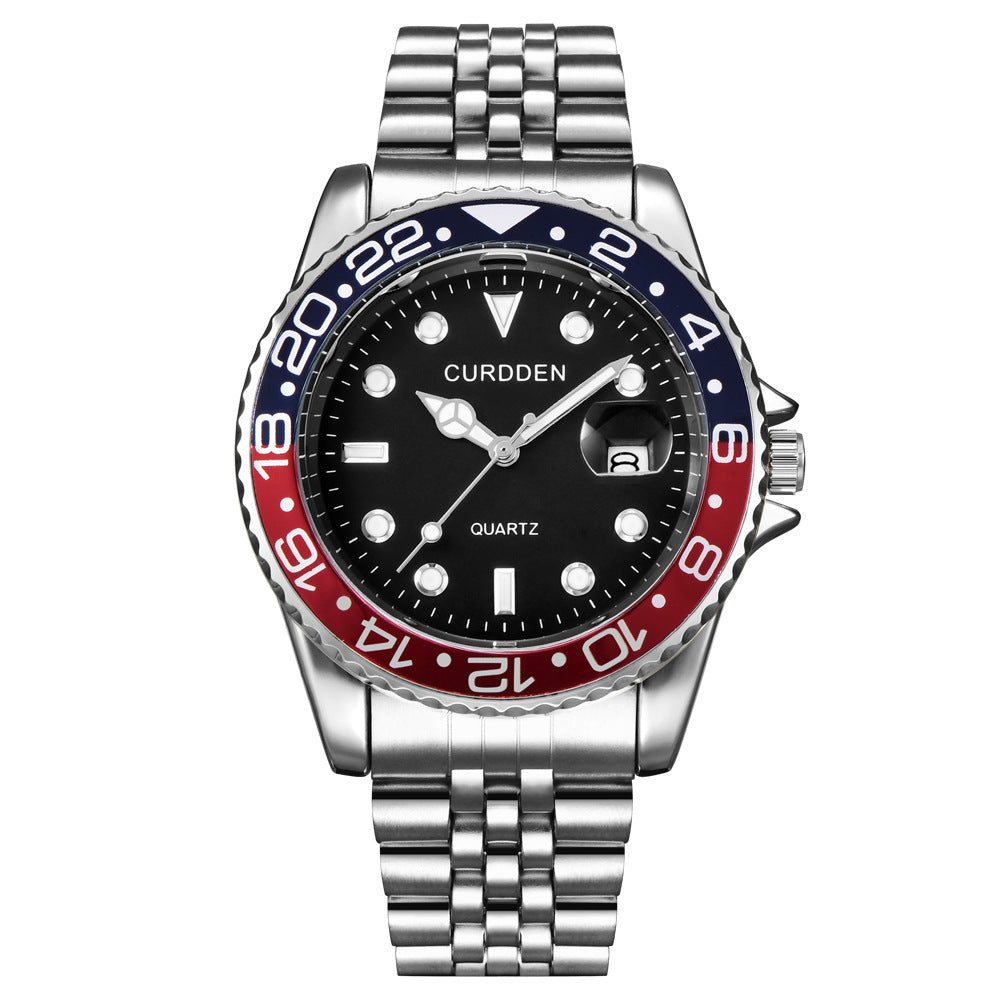 new fashion steel belt hip-hop water ghost calendar quartz watch a generation of hair
