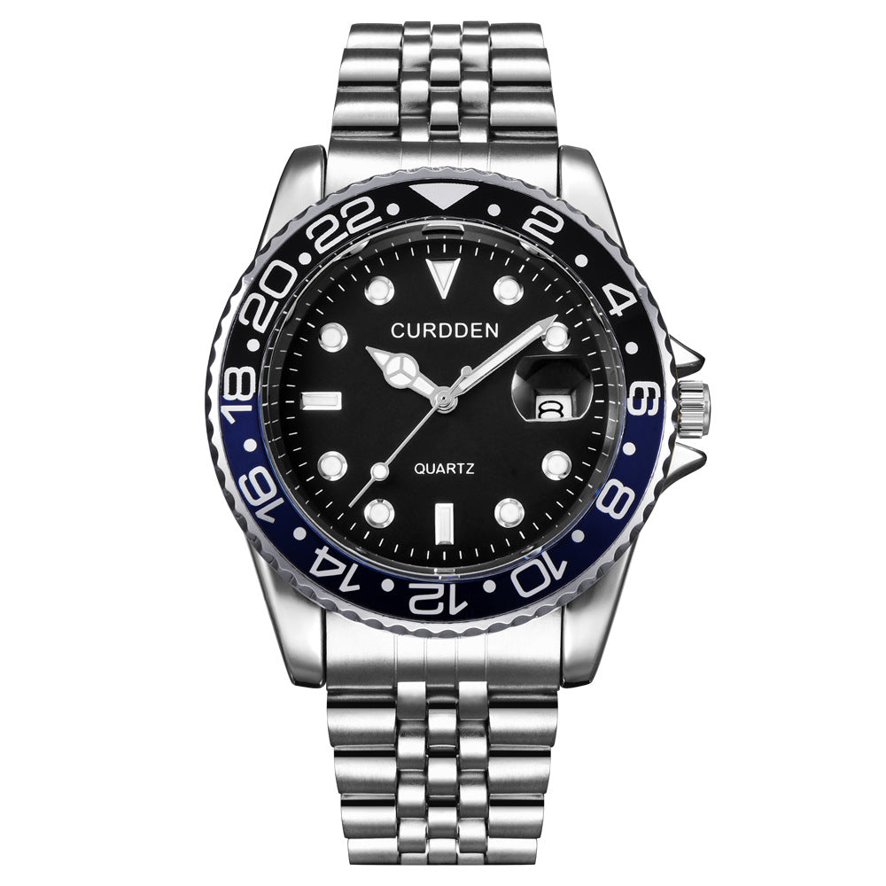 new fashion steel belt hip-hop water ghost calendar quartz watch a generation of hair