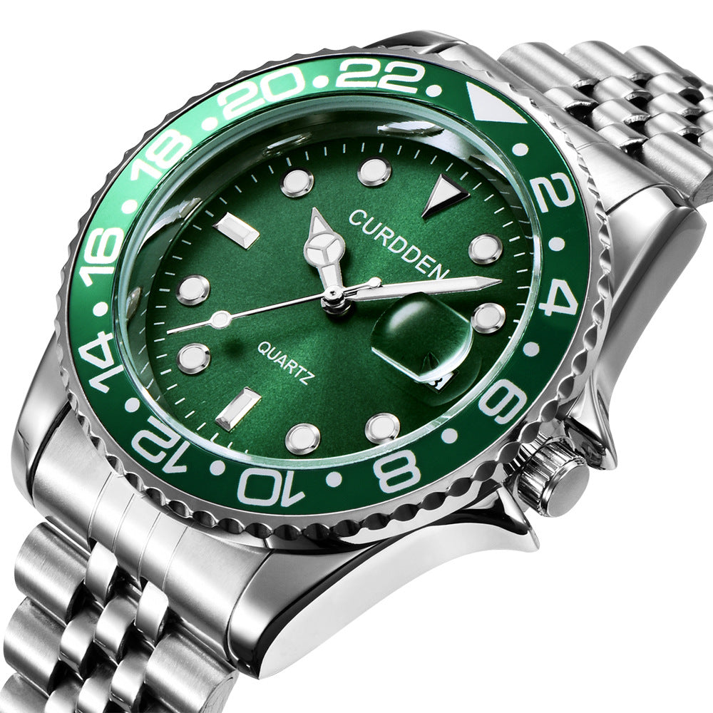 new fashion steel belt hip-hop water ghost calendar quartz watch a generation of hair