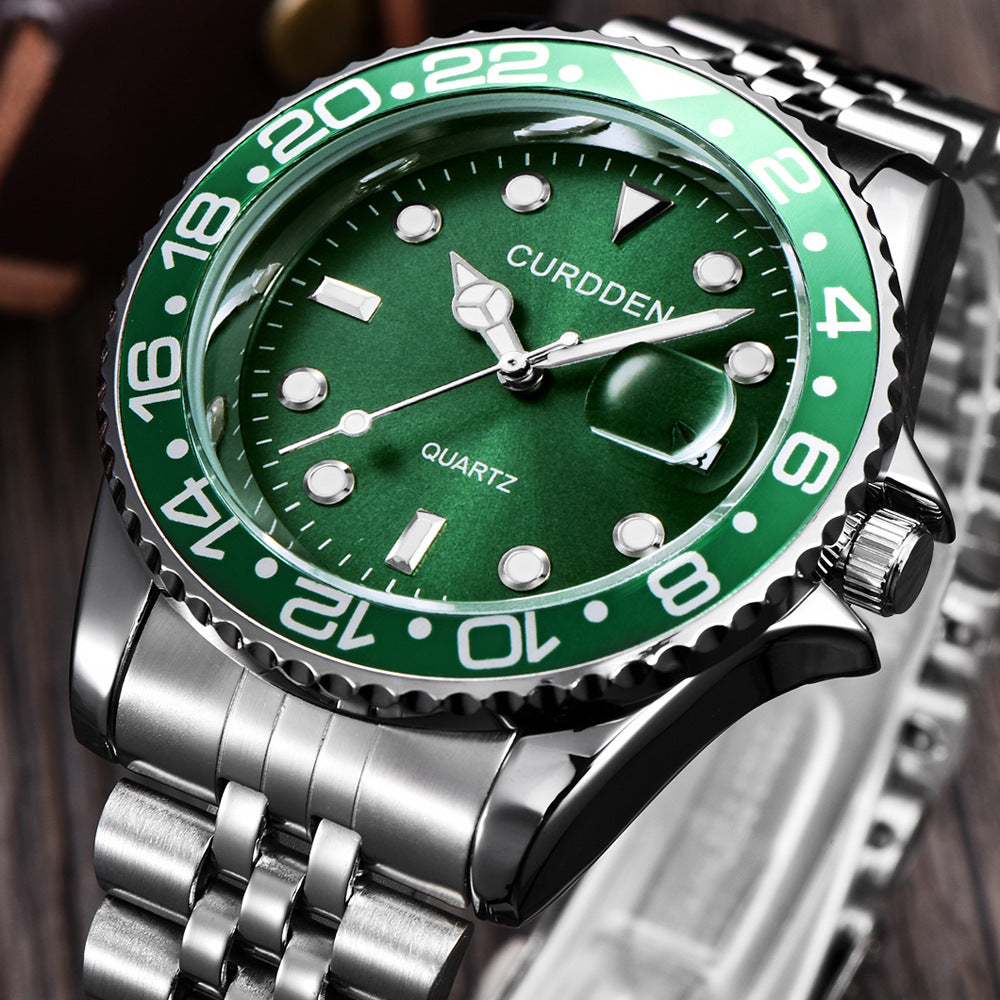 new fashion steel belt hip-hop water ghost calendar quartz watch a generation of hair