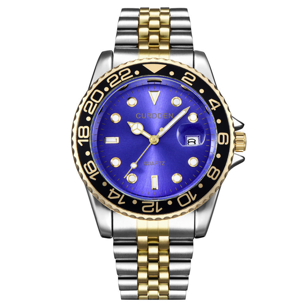 new fashion steel belt hip-hop water ghost calendar quartz watch a generation of hair