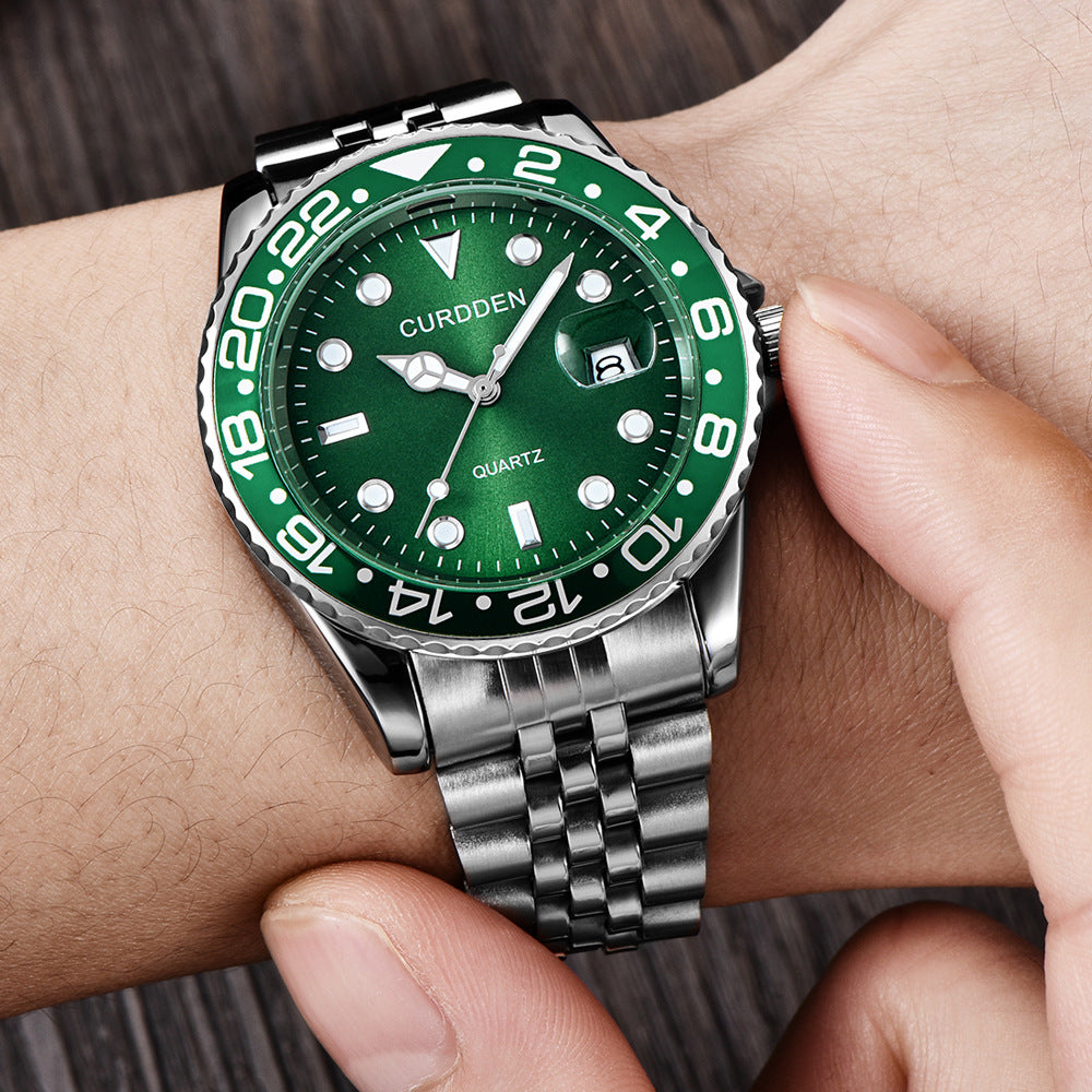 new fashion steel belt hip-hop water ghost calendar quartz watch a generation of hair