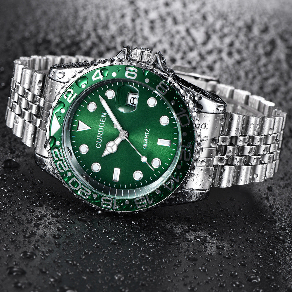 new fashion steel belt hip-hop water ghost calendar quartz watch a generation of hair