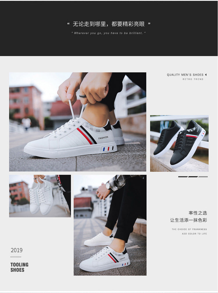 Spring New Shoes Men's Korean-style Fashionable White Shoes All-match Casual Sports Trendy Shoes Men's Sneakers for Students
