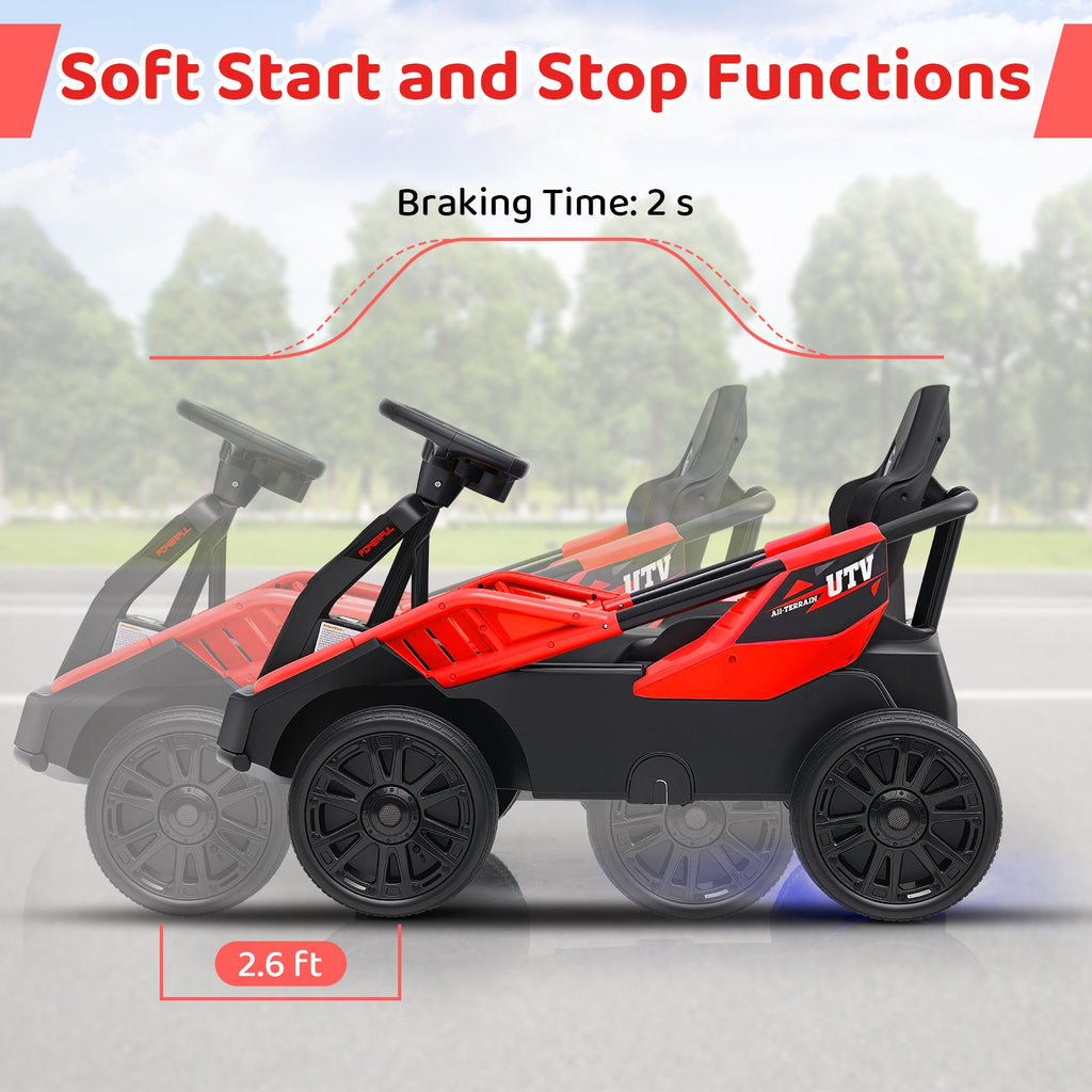 12V Ride on Car Electric UTV with Remote and Music for Big Kids-Red