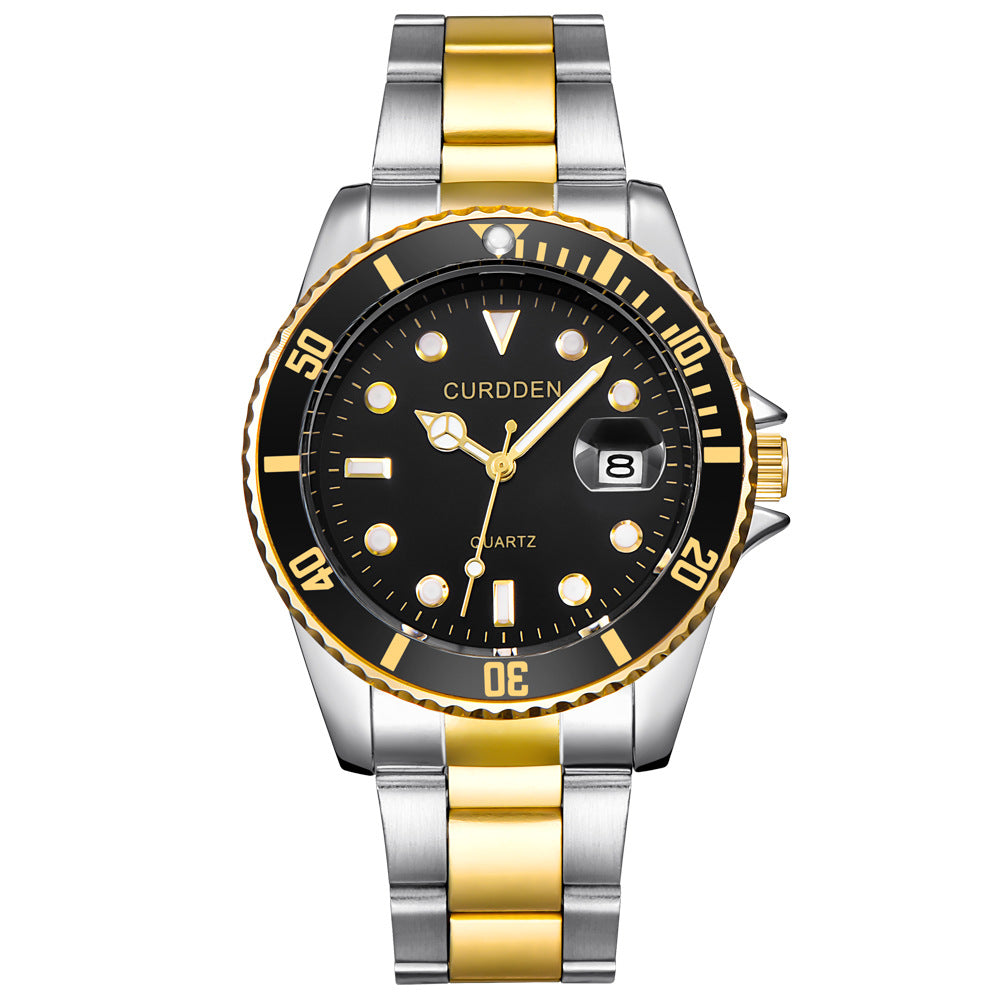 new fashion steel belt hip-hop water ghost calendar quartz watch a generation of hair