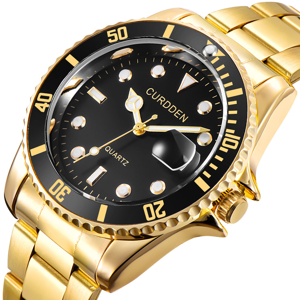 new fashion steel belt hip-hop water ghost calendar quartz watch a generation of hair