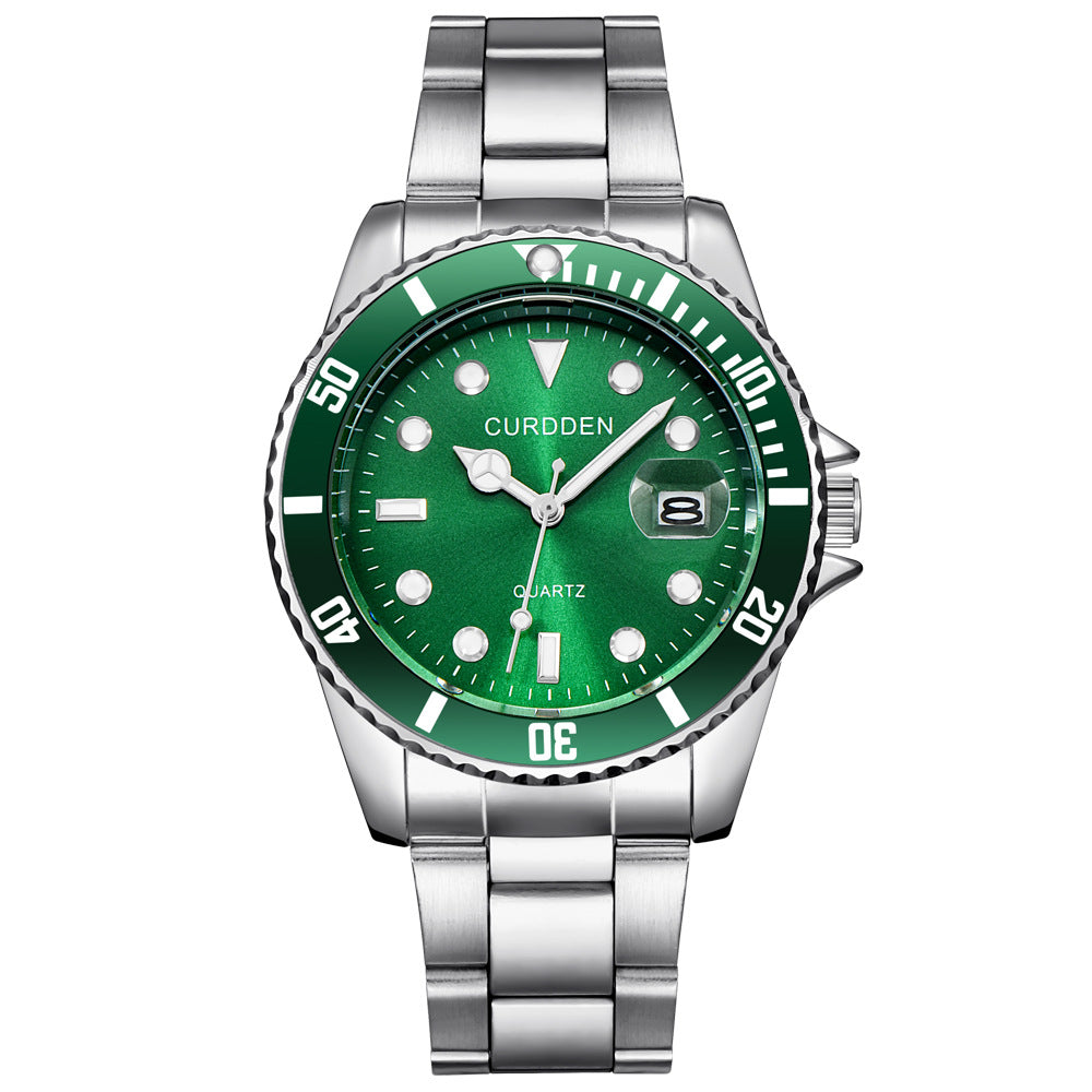 new fashion steel belt hip-hop water ghost calendar quartz watch a generation of hair
