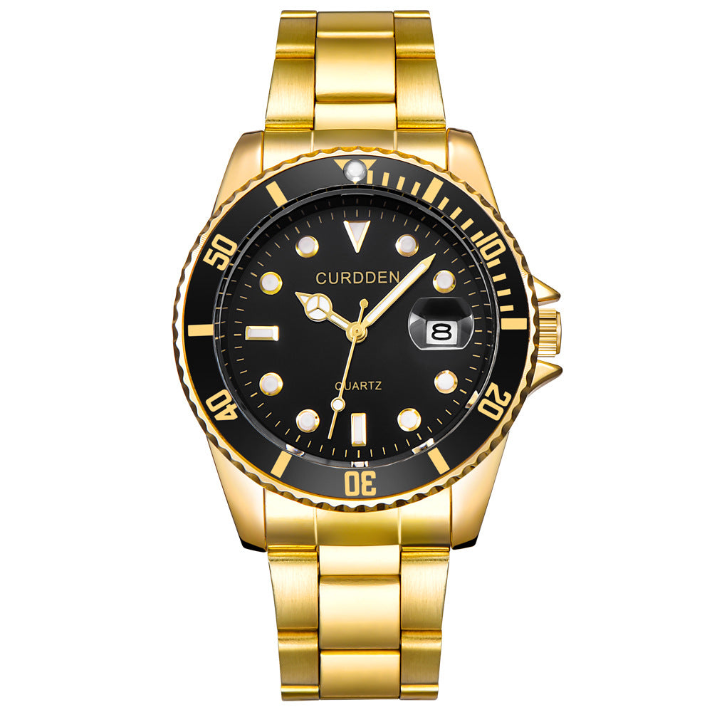 new fashion steel belt hip-hop water ghost calendar quartz watch a generation of hair