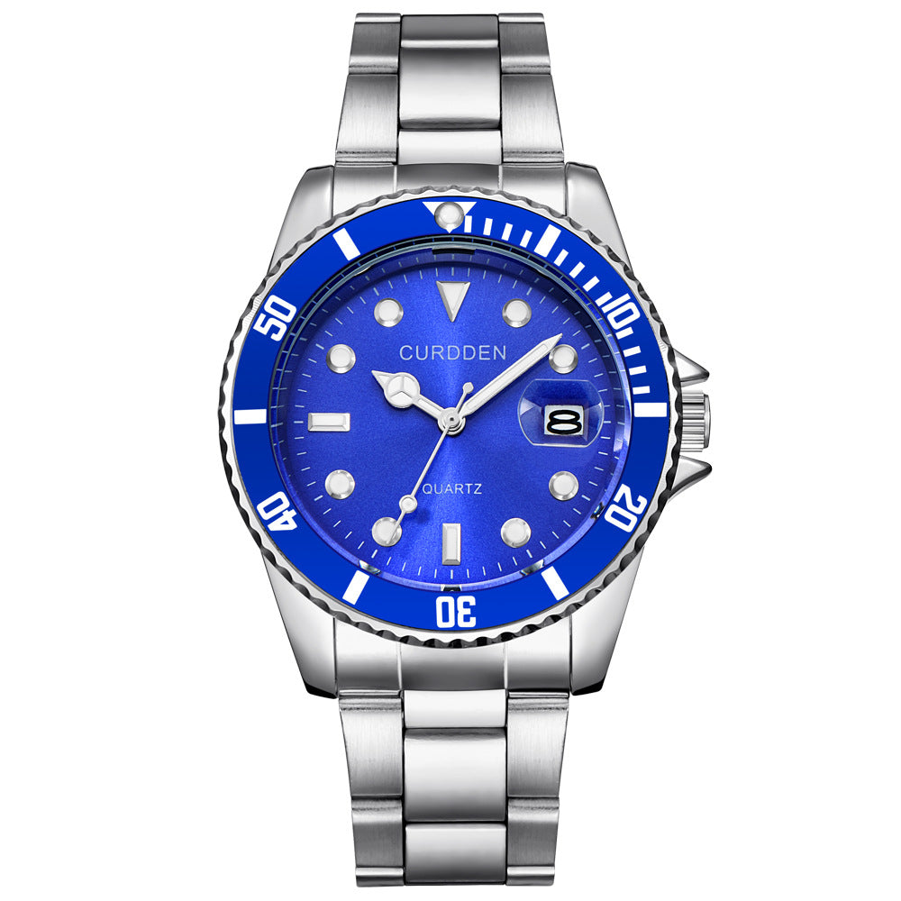 new fashion steel belt hip-hop water ghost calendar quartz watch a generation of hair