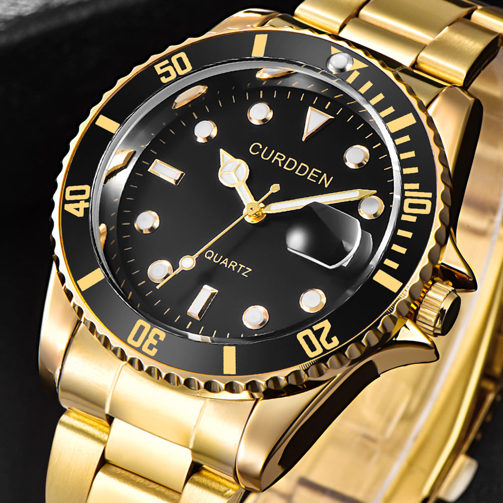 new fashion steel belt hip-hop water ghost calendar quartz watch a generation of hair