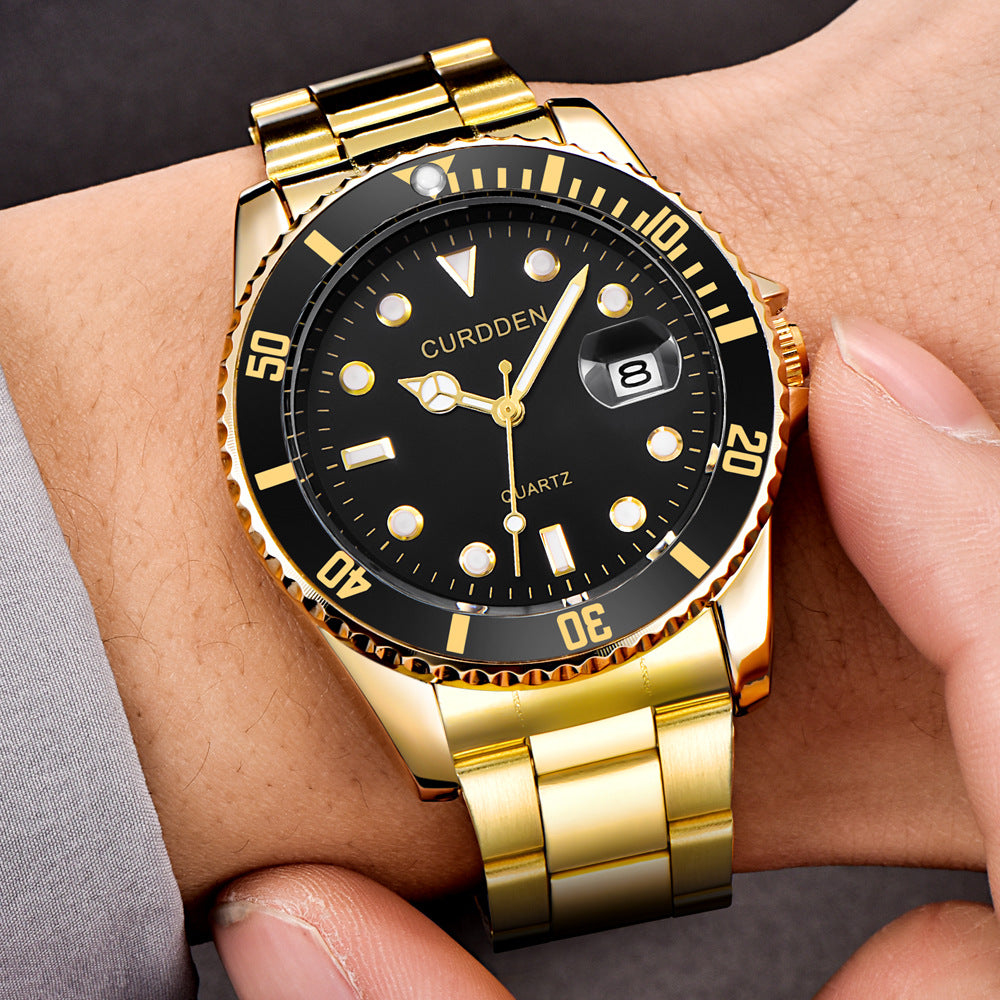 new fashion steel belt hip-hop water ghost calendar quartz watch a generation of hair