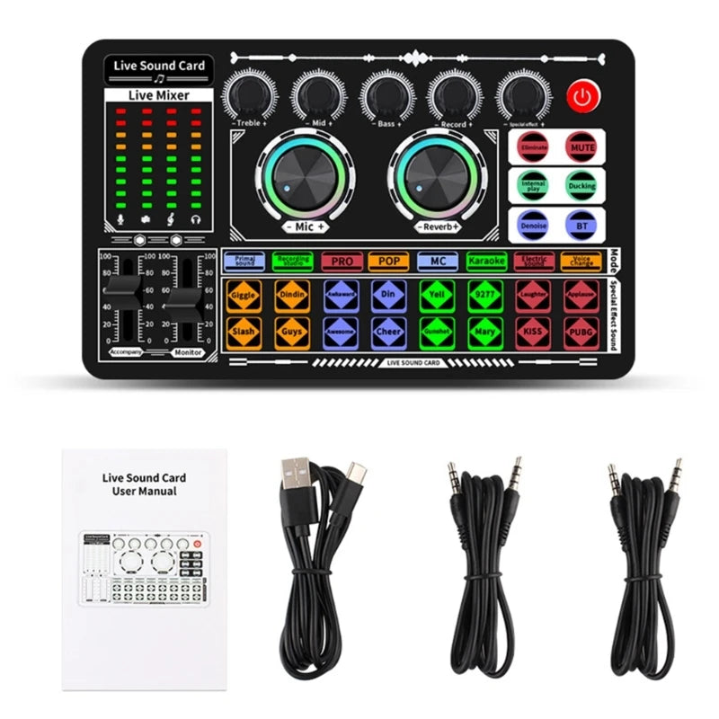 Copy of F999  Mixer Podcast Sound Board Live Sound Card for Live Recording Home KTV