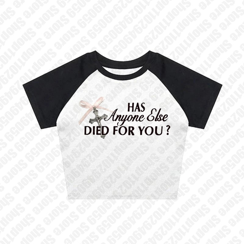 Y2k Tees Vintage Tank Tops 2023 Summer Letter Crucifix Graphic Print Personality Aesthetic Baby Tee Harajuku Streetwear Slim Top