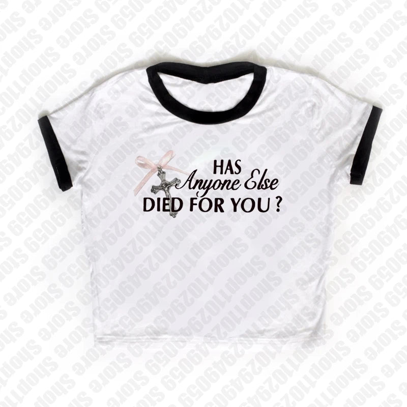 Y2k Tees Vintage Tank Tops 2023 Summer Letter Crucifix Graphic Print Personality Aesthetic Baby Tee Harajuku Streetwear Slim Top