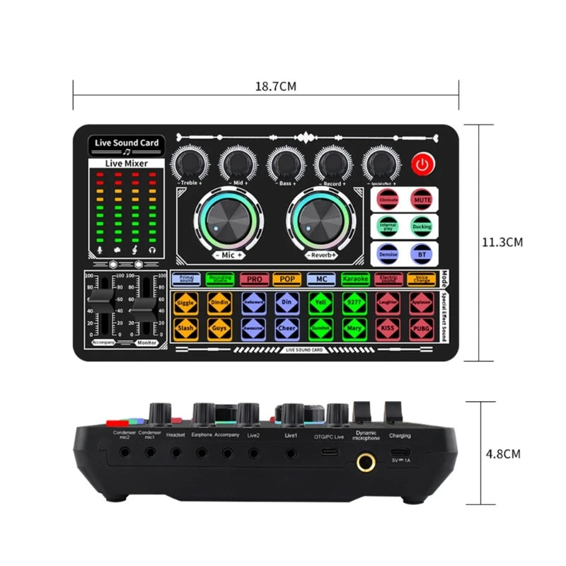 Copy of F999  Mixer Podcast Sound Board Live Sound Card for Live Recording Home KTV