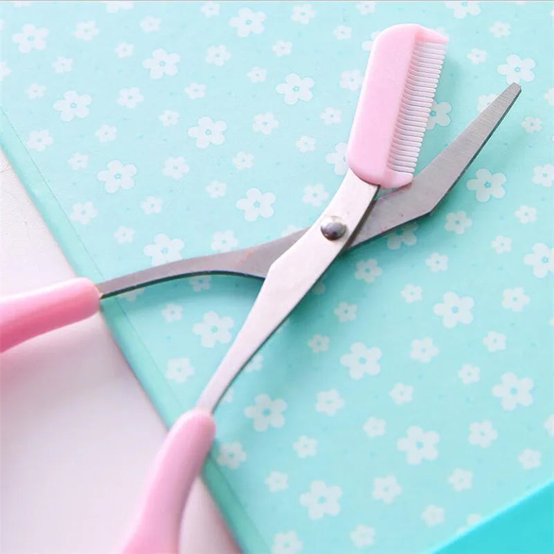Eyebrow Trimmer Scissor with Comb Facial Hair Removal Grooming Shaping Shaver Eyelash Hair Clips Cosmetic Makeup Accessories