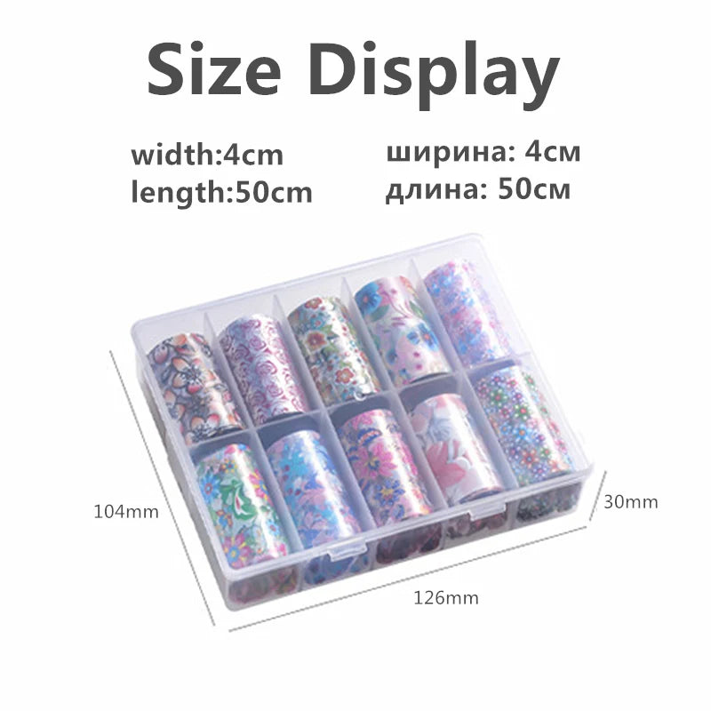 1 Box Black White Strapes Nail Foils for Transfer Paper Bowknot Flowers Nails Wraps Denim Plaid Nail Art Decorations