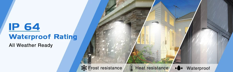 Solar Wall Lamp 3.7V 1.2W 300lm Long Lifespan Weather Resistant Outdoor Lighting for Gardens Garages Patios