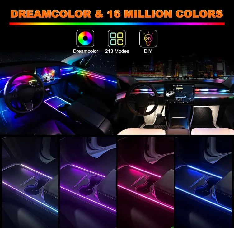 Car Ambient Light Kit 22 in 1 APP Remote Control RGB Dynamic Symphony Color Interior LED Strip Car Atmosphere Lighting Kit