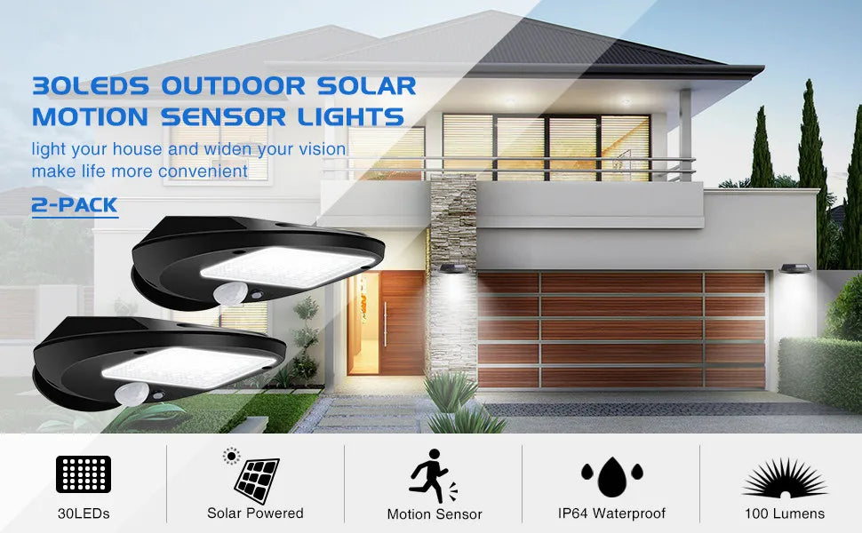 Solar Wall Lamp 3.7V 1.2W 300lm Long Lifespan Weather Resistant Outdoor Lighting for Gardens Garages Patios