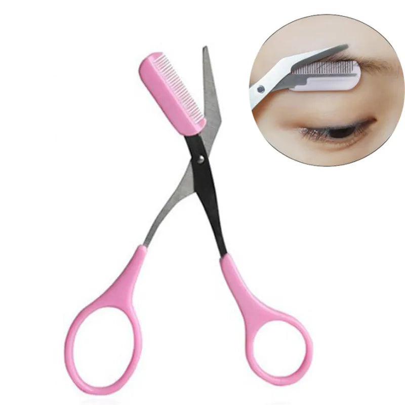 Eyebrow Trimmer Scissor with Comb Facial Hair Removal Grooming Shaping Shaver Eyelash Hair Clips Cosmetic Makeup Accessories