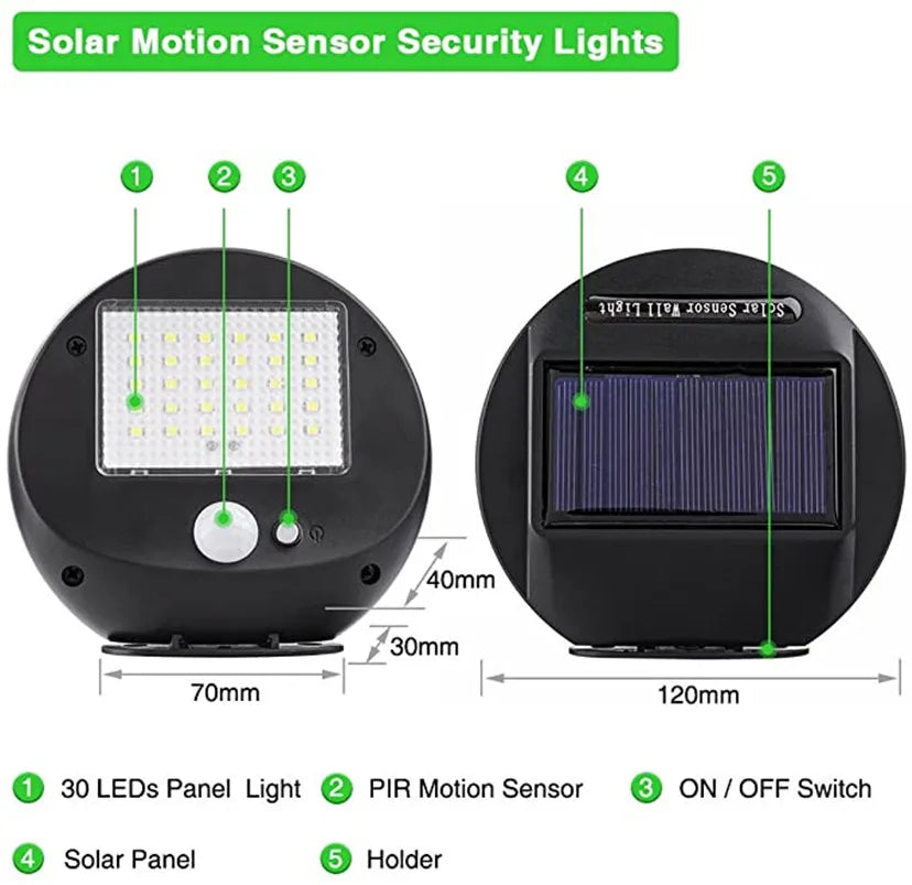 Solar Wall Lamp 3.7V 1.2W 300lm Long Lifespan Weather Resistant Outdoor Lighting for Gardens Garages Patios