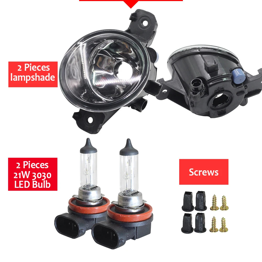 Buildreamen2 For Nissan Qashqai Qashqai+2 J10 Car H11 Fog Light Kit Lampshade + Bulb DRL 12V 2007 2008 2009 2010 2011 2012 2013