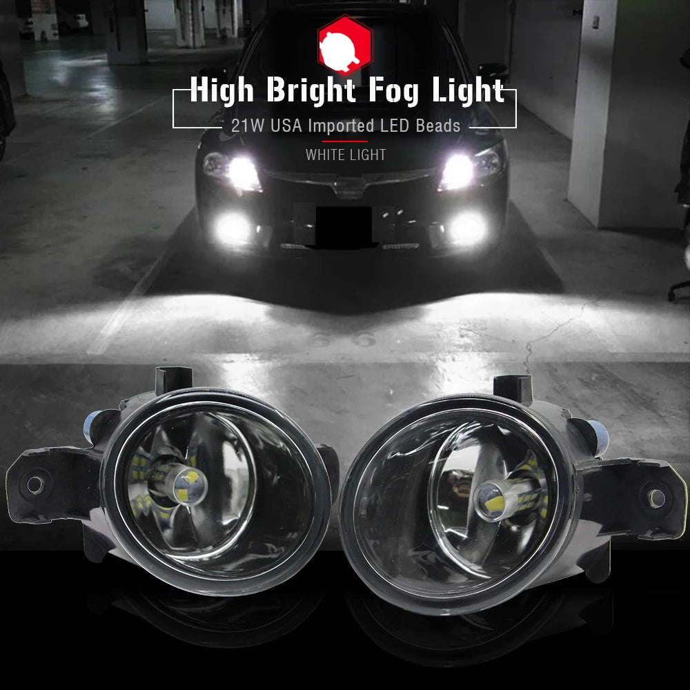 Buildreamen2 For Nissan Qashqai Qashqai+2 J10 Car H11 Fog Light Kit Lampshade + Bulb DRL 12V 2007 2008 2009 2010 2011 2012 2013