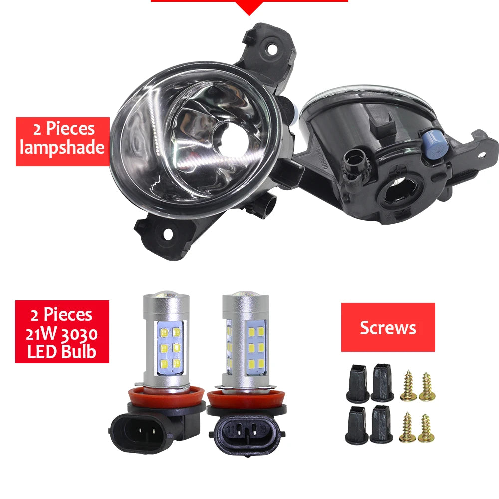 Buildreamen2 For Nissan Qashqai Qashqai+2 J10 Car H11 Fog Light Kit Lampshade + Bulb DRL 12V 2007 2008 2009 2010 2011 2012 2013