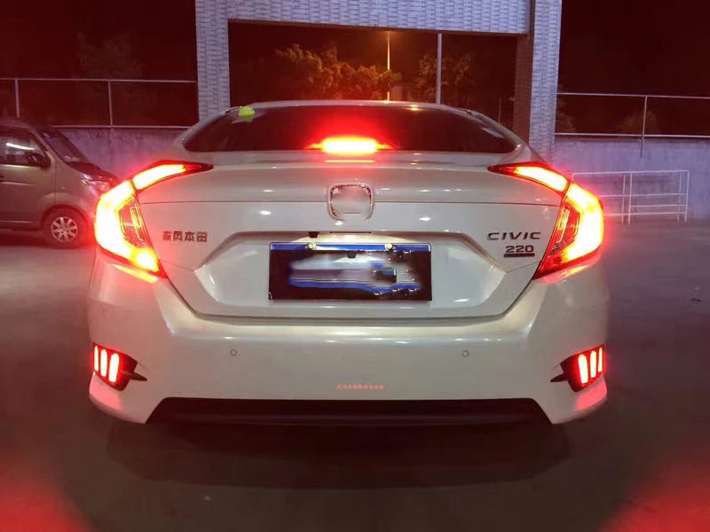 1 Pair Rear light For Honda Civic 2016 2017 2018 LED DRL Rear Bumper tail light Brake Lights turn Signal lamp reflector