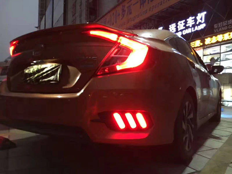 1 Pair Rear light For Honda Civic 2016 2017 2018 LED DRL Rear Bumper tail light Brake Lights turn Signal lamp reflector