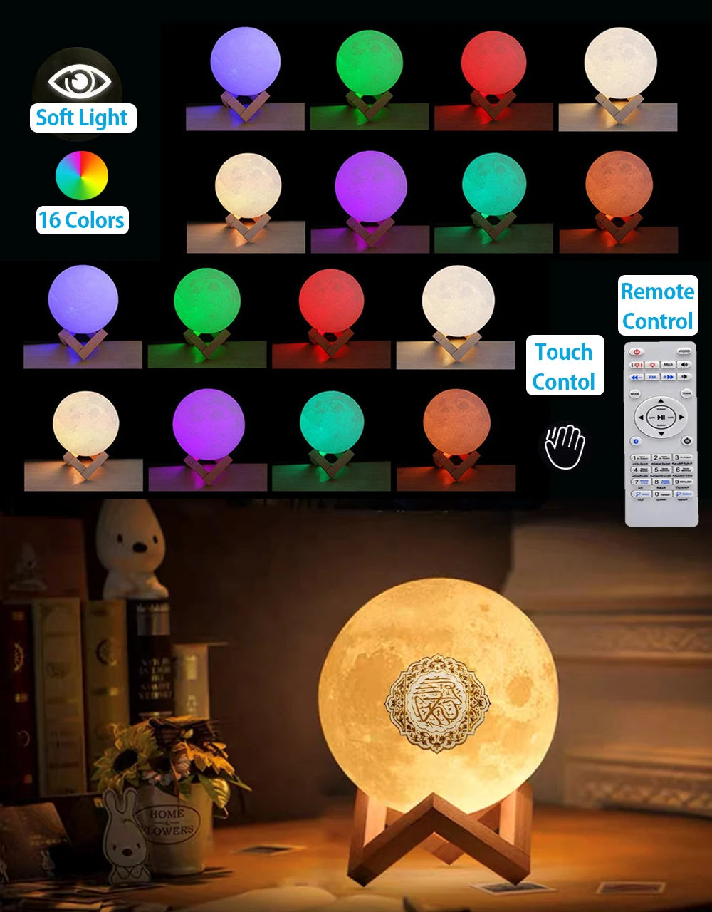 Bluetooth Speakers Wireless  3D Moon With APP Control Touch Lamp