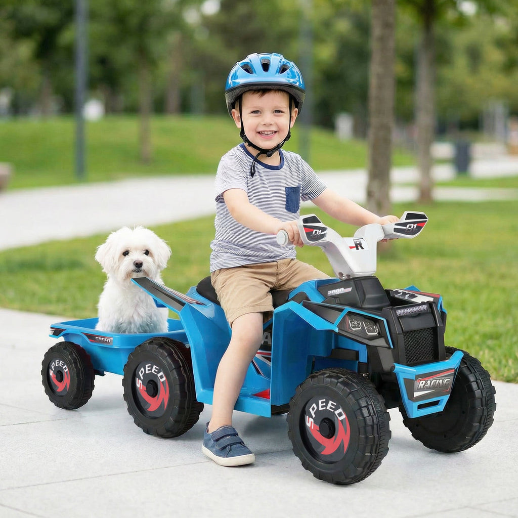 6V Kids Electric ATV Quad Car with Detachable Trailer
