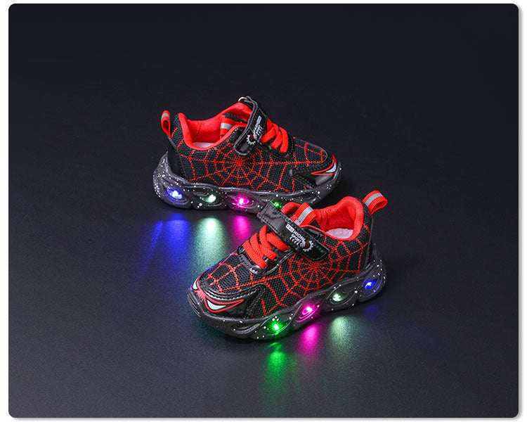 children's sneaker with lights  spring and autumn new boys mesh shoes small and medium-sized