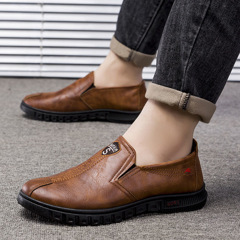 Men's Shoes 2026 New Business Casual Shoes British Style Slip-On Men's Casual Korean Style Breathable Leather Shoes with a High-End Feel
