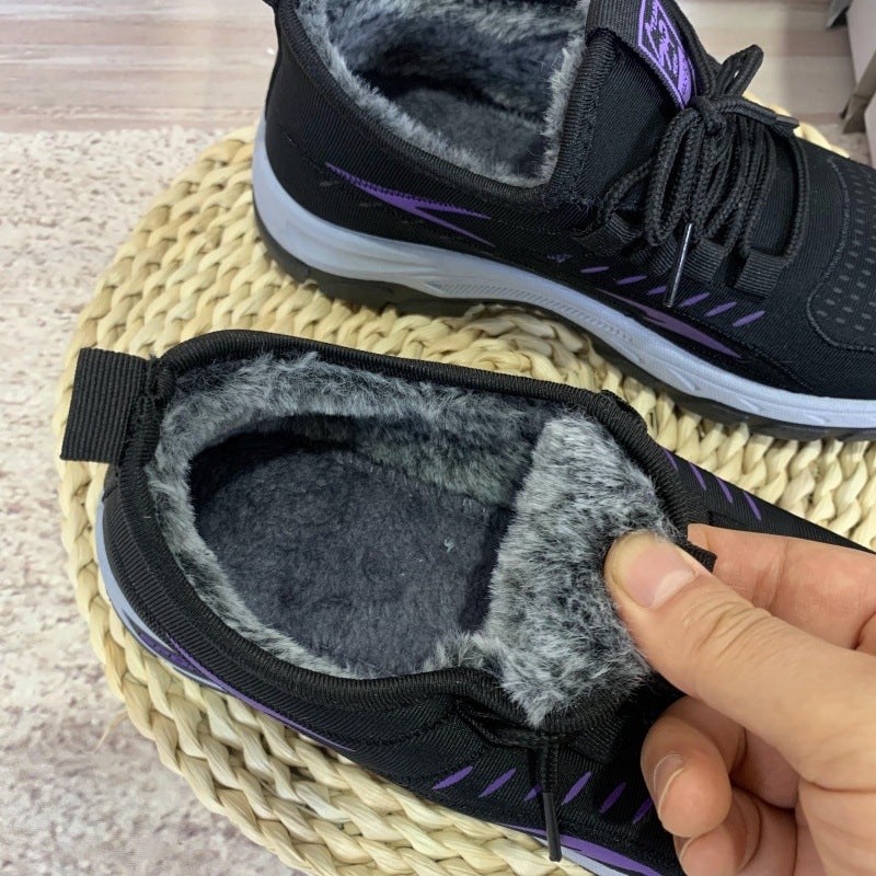 Winter New fleece-lined Men's Cotton Shoes Old Beijing Cloth Shoes Comfortable Middle-aged and Elderly Casual Dad Shoes Men's Thickened Snow Boots