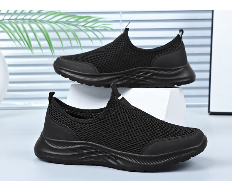 Men's New Summer Shoes, Mesh Breathable, Non-Stinky Casual Shoes, Slip-On Slip-On Shoes, Lightweight and Wear-Resistant Dad Shoes