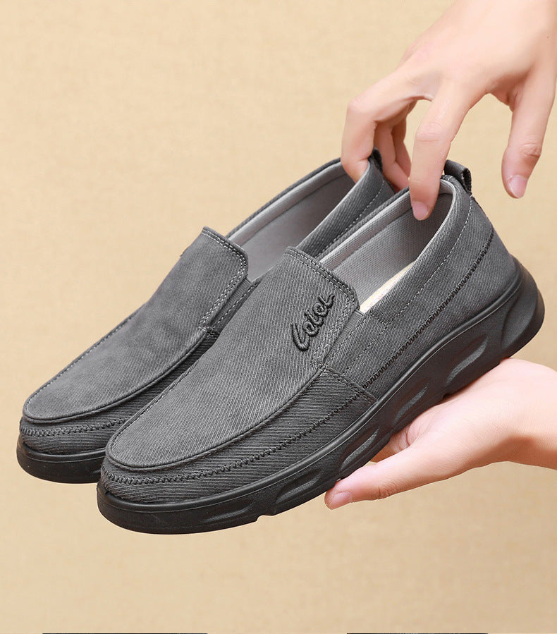 Old Beijing Cloth Shoes for Men, Soft-Soled, Comfortable Dad Shoes, Middle-Aged and Elderly Non-Slip Breathable Casual Walking Shoes for Men