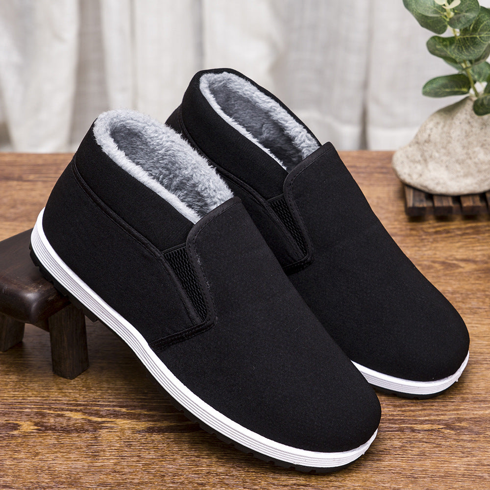 Old Beijing cloth shoes men's non-slip breathable men's wear-resistant soft bottom labor protection fleece-lined cotton shoes casual Sports men's shoes