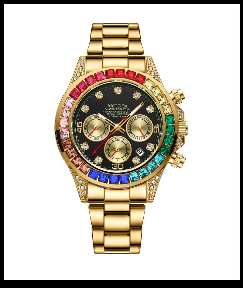 New Product Rainbow Di Same Style Watch Men's Three-Eye Six-Pin Multi-Functional Business Quartz Watch