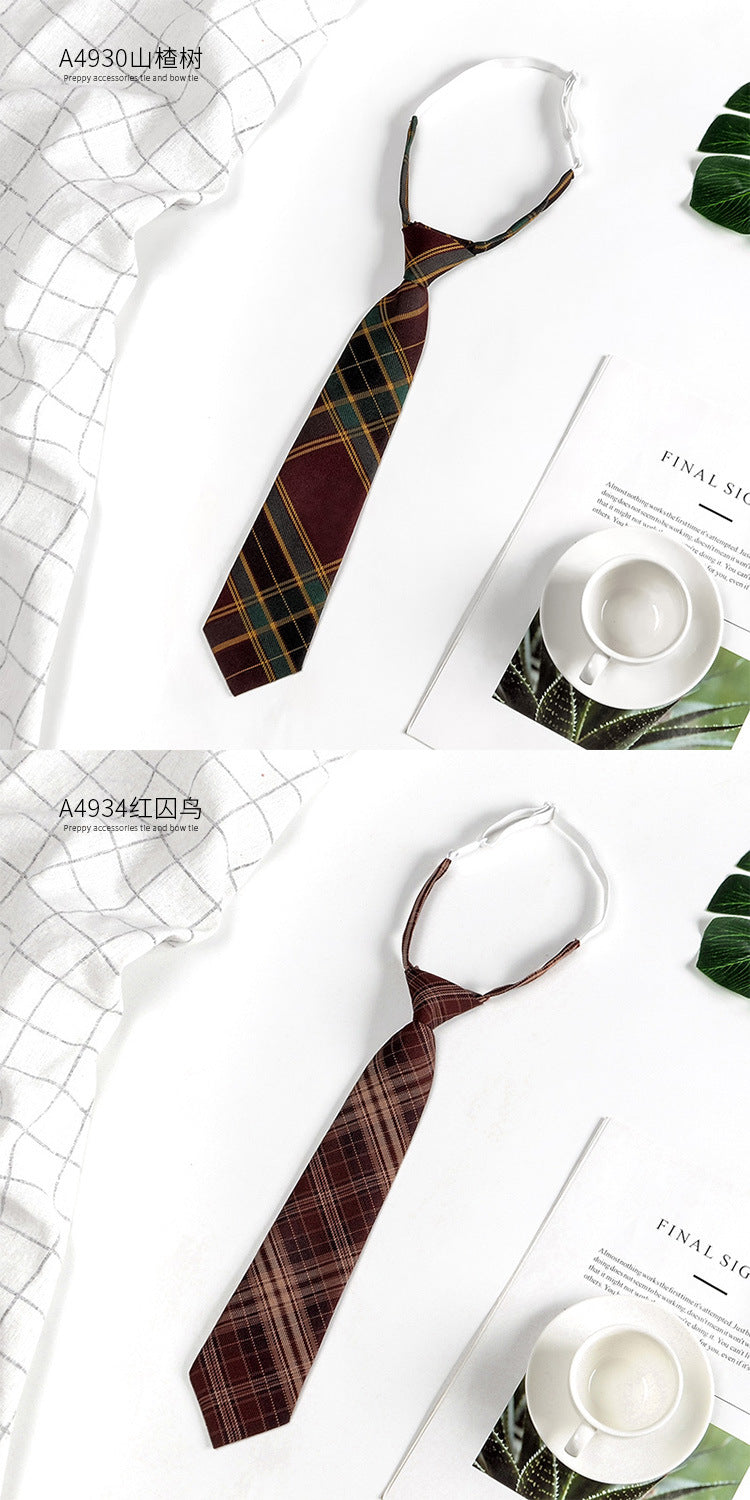 Brown Retro Tie Female Lazy Wine-Free Red Shirt Accessories All-Match Black Stripe