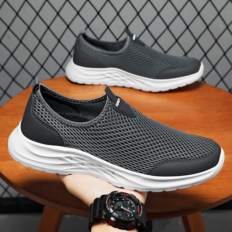 Men's New Summer Shoes, Mesh Breathable, Non-Stinky Casual Shoes, Slip-On Slip-On Shoes, Lightweight and Wear-Resistant Dad Shoes