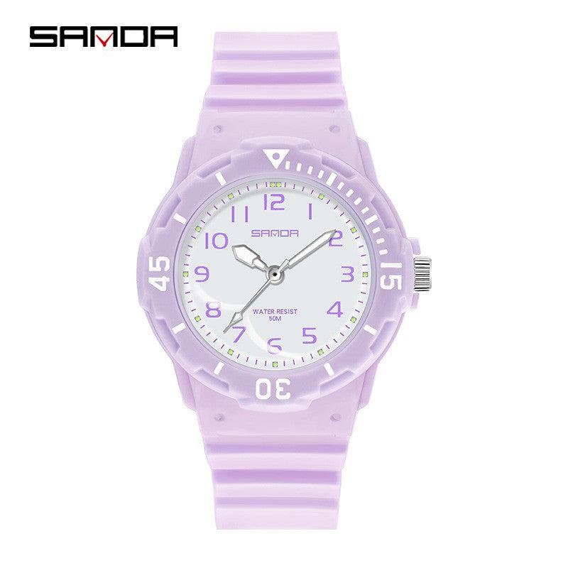 Sanda Watch Fashion All-match Small Fresh Men's and Women's Couple Watch Middle School Students' Simple Waterproof Luminous Quartz Watch