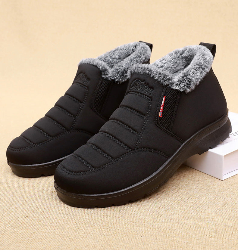 Old Beijing cloth shoes men's cotton shoes winter fleece-lined warm middle-aged and elderly dad shoes waterproof non-slip old men's cotton boots