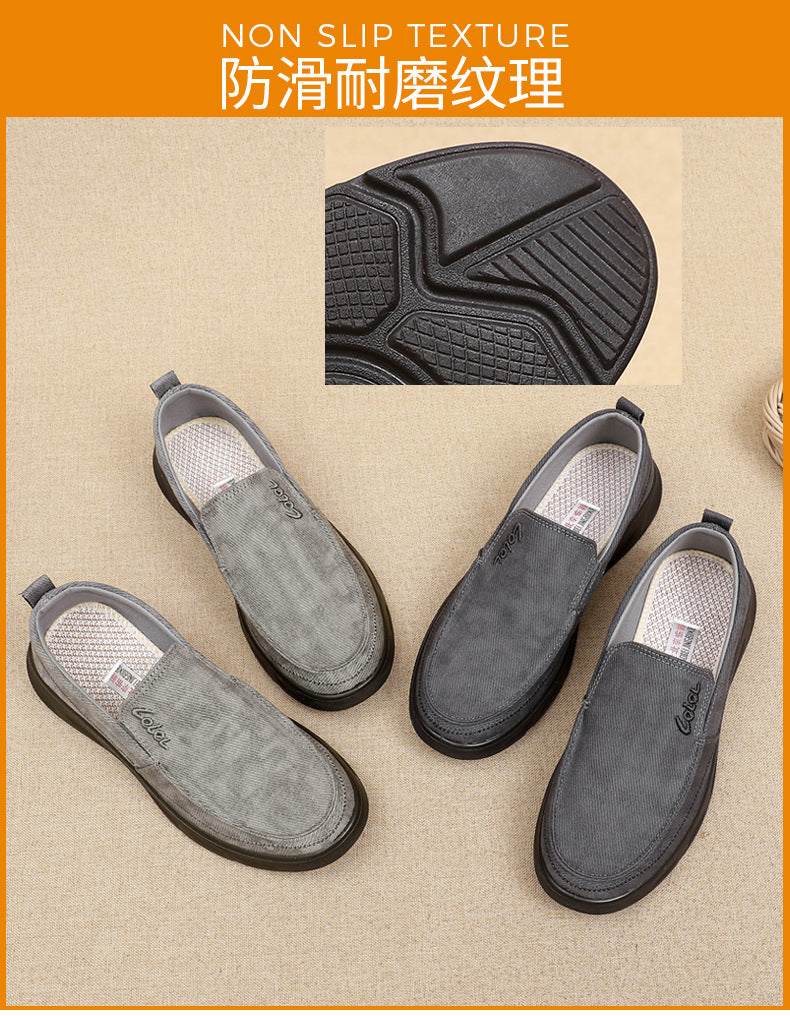 Old Beijing Cloth Shoes for Men, Soft-Soled, Comfortable Dad Shoes, Middle-Aged and Elderly Non-Slip Breathable Casual Walking Shoes for Men