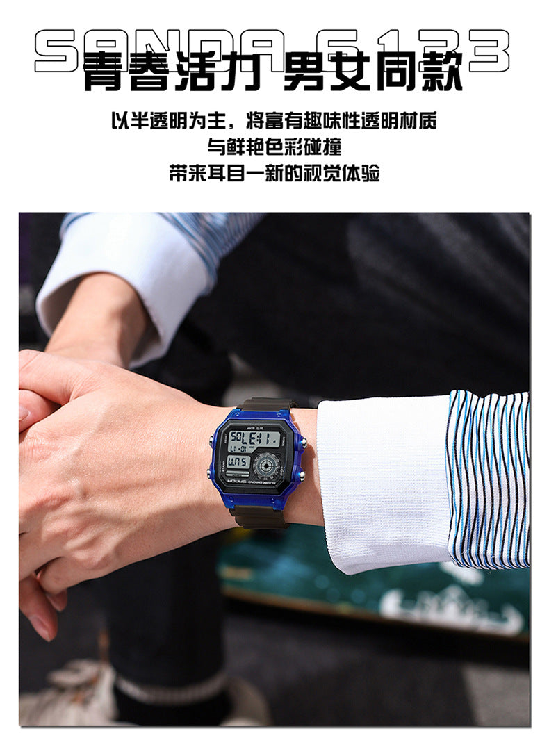 🔥🔥🔥🔥 Luminous Waterproof Alarm Watch Simple Transparent Sports Watch