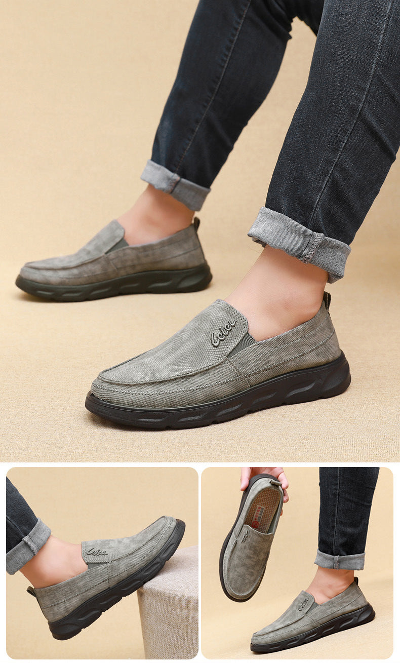 Old Beijing Cloth Shoes for Men, Soft-Soled, Comfortable Dad Shoes, Middle-Aged and Elderly Non-Slip Breathable Casual Walking Shoes for Men